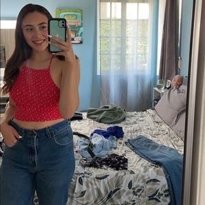 Red scrunchy crop top